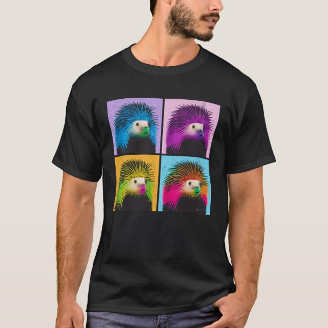 Porcupine Pop Illustration Farbige Tierfrauen T-Shirt (Vorderseite)