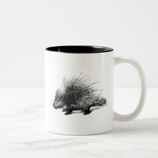 Porcupine-Vintage Abbildung Zweifarbige Tasse (Rechts)
