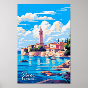 Porec Croatia Art Vintage Reise Illustration Poster