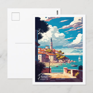 Porec Kroatien Vintage-Reiseort-Illustration Postkarte