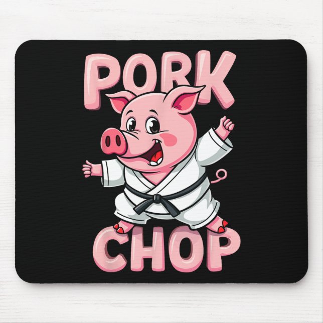 Pork Chop Funny Karate Pig Martial  Mousepad (Vorne)