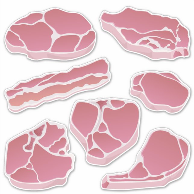 Pork Cuts Icons Set Aufkleber (Vorderseite)