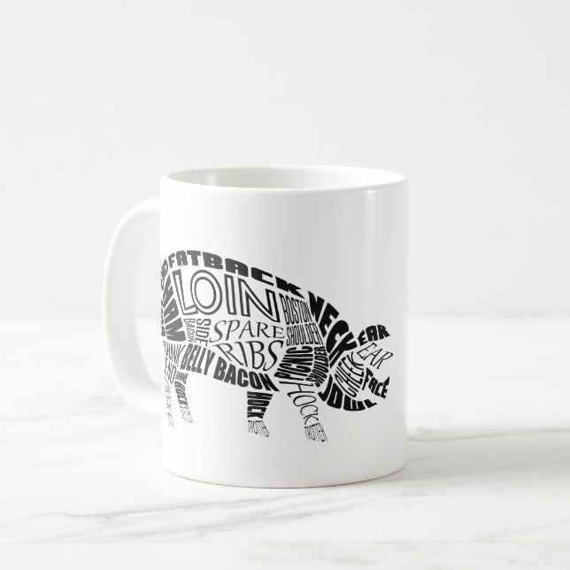 Pork Cuts Typogram Word Cloud Kaffeetasse (Vorderseite Links)