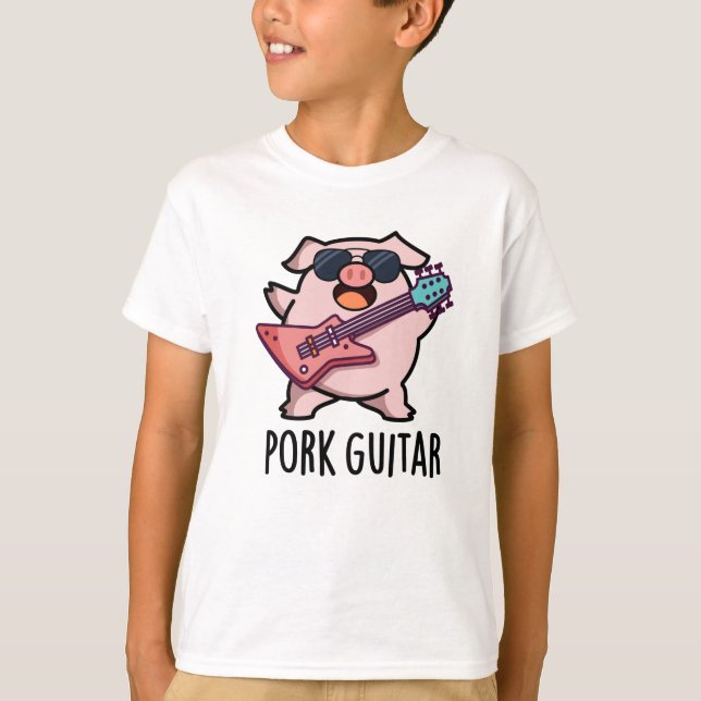 Pork Guitar Funny Rock Guitar Pig Pub T-Shirt (Vorderseite)