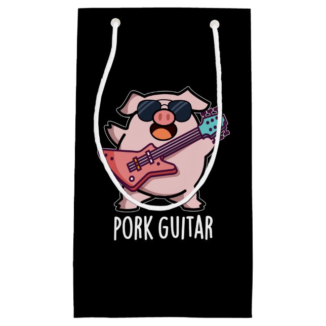 Pork Guitar Funny Rock Guitar Pig Pun Dark BG Kleine Geschenktüte (Vorderseite)