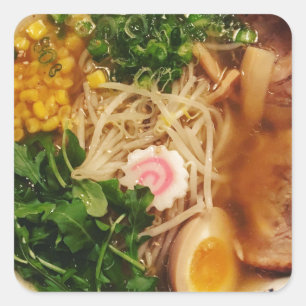 Pork Ramen Noodles Quadratischer Aufkleber