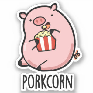 Porkcorn Funny Popcorn Pun Aufkleber