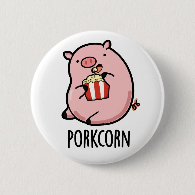 Porkcorn Funny Popcorn Pun Button (Vorderseite)