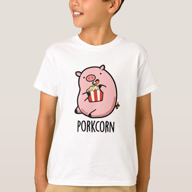 Porkcorn Funny Popcorn Pun T-Shirt (Vorderseite)