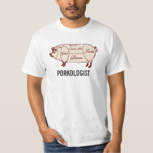 Porkologist Schweinefleisch schneidet T-Shirt
