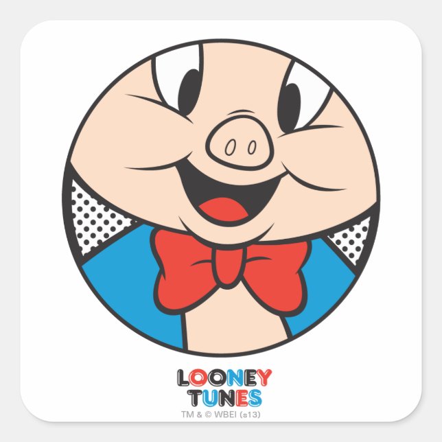 Porky Dotty-Symbol Quadratischer Aufkleber (Vorderseite)
