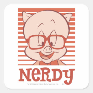 Porky - Nerdy Quadratischer Aufkleber