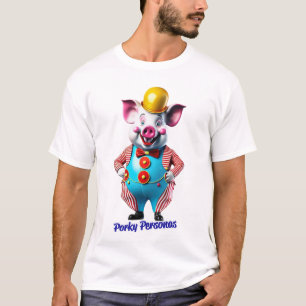 Porky Personas lustige Schweine Charaktere. Clown T-Shirt