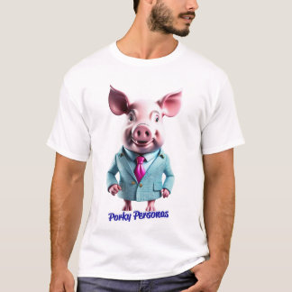 Porky Personas lustige Schweinecharakter T-Shirt