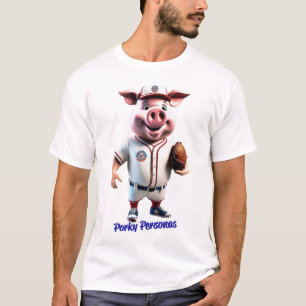 Porky Personas lustige Schweinefiguren. Baseball T-Shirt