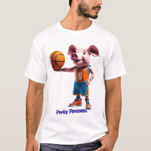 Porky Personas lustige Schweinefiguren. Basketball T-Shirt