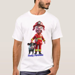 Porky Personas lustige Schweinefiguren. Firefighte T-Shirt