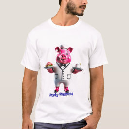 Porky Personas lustige Schweinefiguren. Kellner T-Shirt
