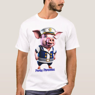 Porky Personas lustige Schweinefiguren. Sailor T-Shirt
