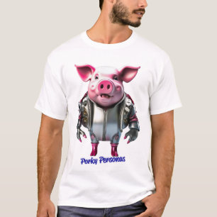 Porky Personas lustige Schweinefiguren. Terminator T-Shirt