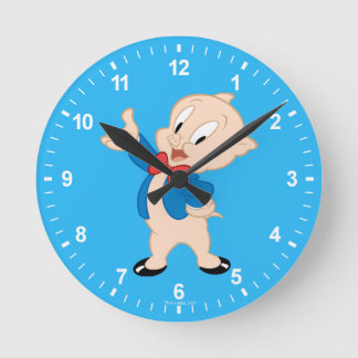 Porky Pig | Klassische Pose Runde Wanduhr