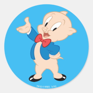 Porky Pig   Klassische Pose Runder Aufkleber