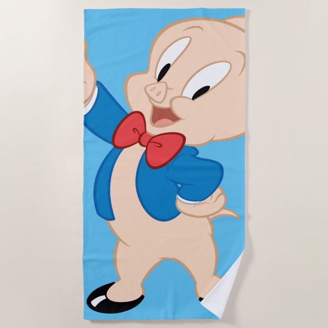 Porky Pig | Klassische Pose Strandtuch (Vorderseite)