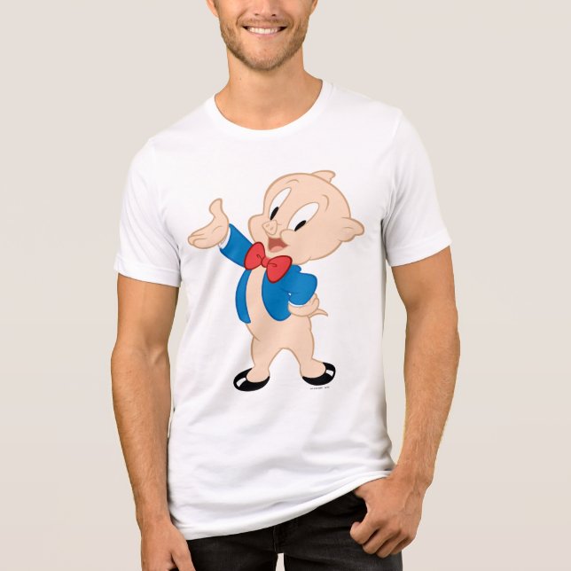 Porky Pig | Klassische Pose Tri-Blend Shirt (Vorderseite)