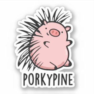 Porky-Pine Funny Porcupine Pig Pun Aufkleber