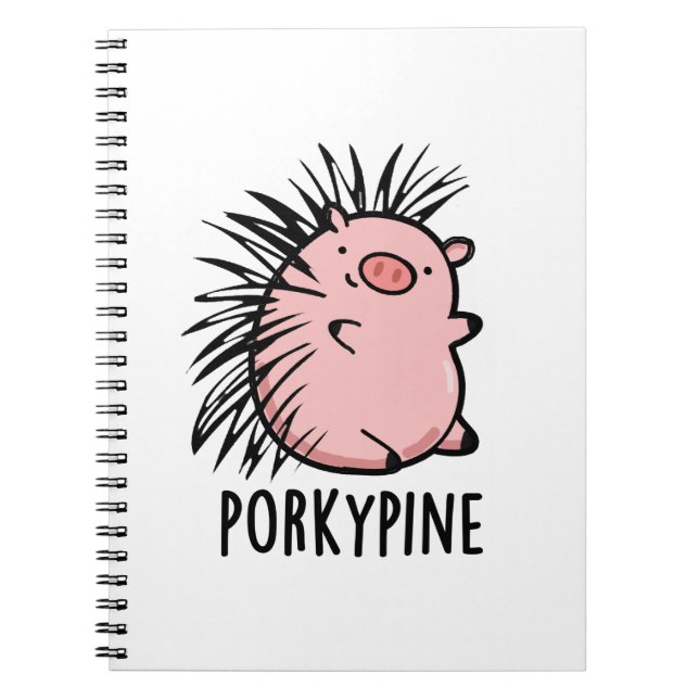 Porky-Pine Funny Porcupine Pig Pun Notizblock (Vorderseite)