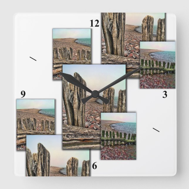 Porlock Triptych Quadratische Wanduhr (Vorderseite)