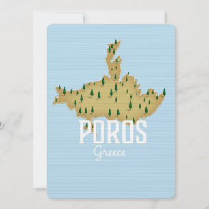 Poros Griechische Karte Illustrierter Reiseplakat