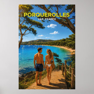 Porquerolles, Frankreich – Vintage-Reiseposter Poster