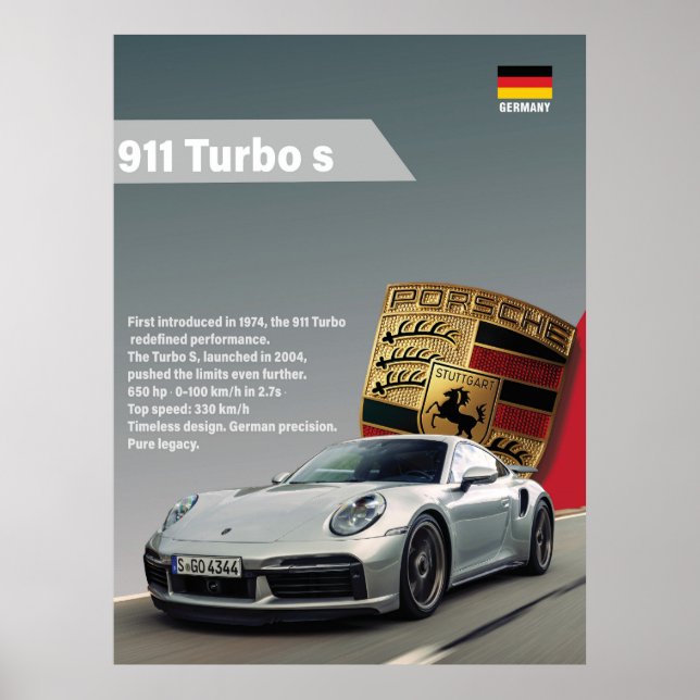 Porsche 911 Turbo S - Speed Style Poster (Vorne)