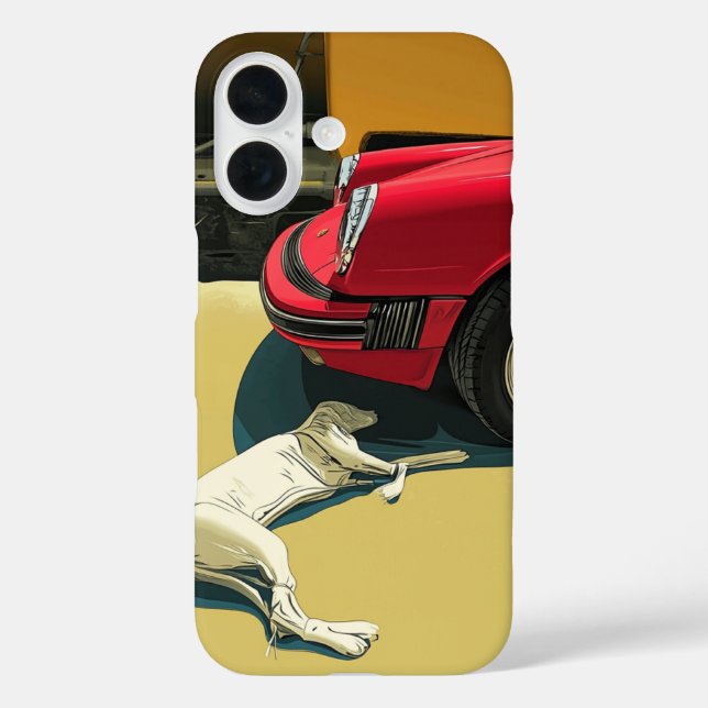 Porsche und Hund Case-Mate iPhone Hülle (Rückseite)