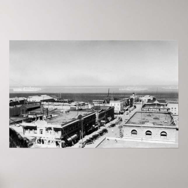 Port Angeles, WA Town View und Hafenfotos Poster (Vorne)