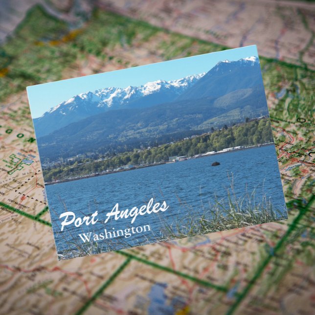 Port Angeles, Washington Travel Foto Postkarte (In Situ Map)