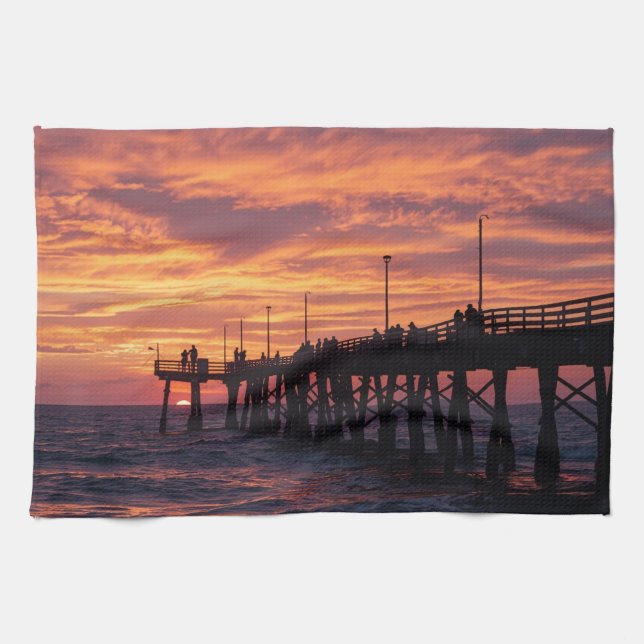 Port Aransas Beach Towel - Gulf Coast Sunset  Geschirrtuch (Horizontal)