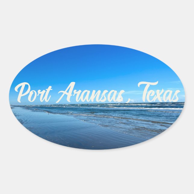 Port Aransas Texas Coast Ocean Waves Fotografie Ovaler Aufkleber (Vorderseite)