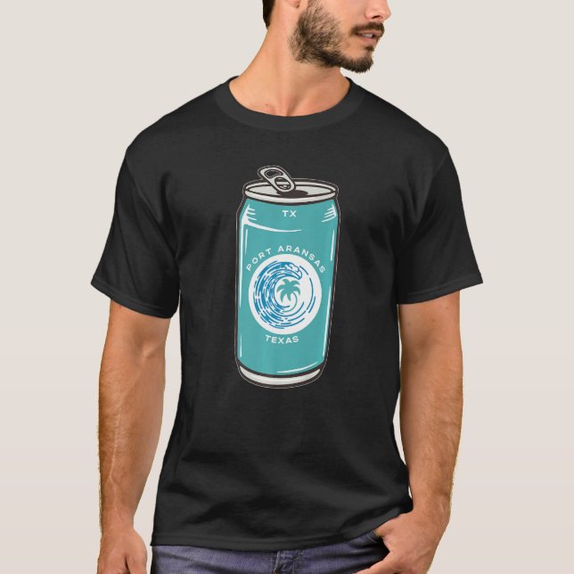 Port Aransas Texas Tx Beach Beer Soda Can Souvenir T-Shirt (Vorderseite)