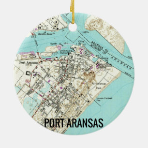 Port Aransas TX Karte Keramik Ornament