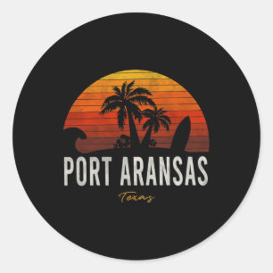 Port Aransas Tx Texas Beach Palms Ferien Surf Su Runder Aufkleber