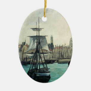 Port at Calais by Manet, Vintager Impressionismus  Keramikornament