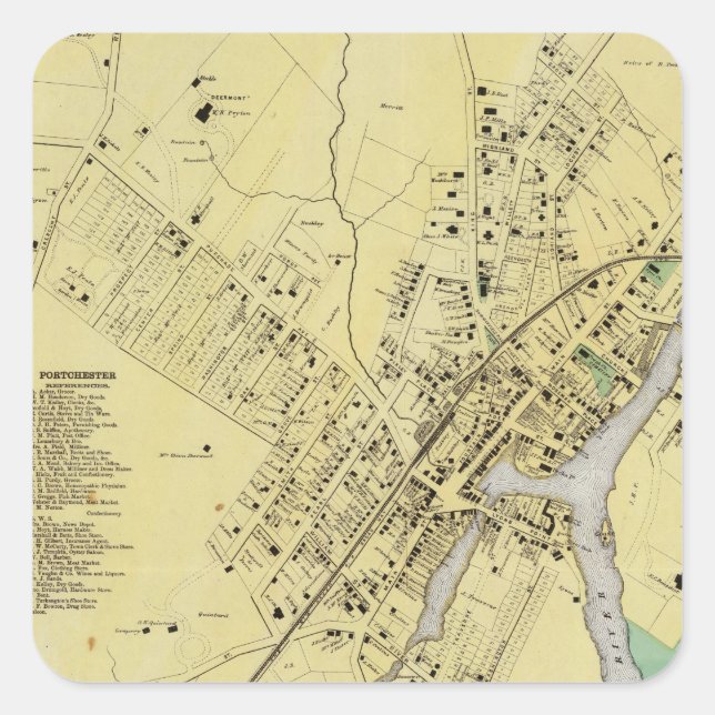 Port Chester, NY Quadratischer Aufkleber (Vorderseite)