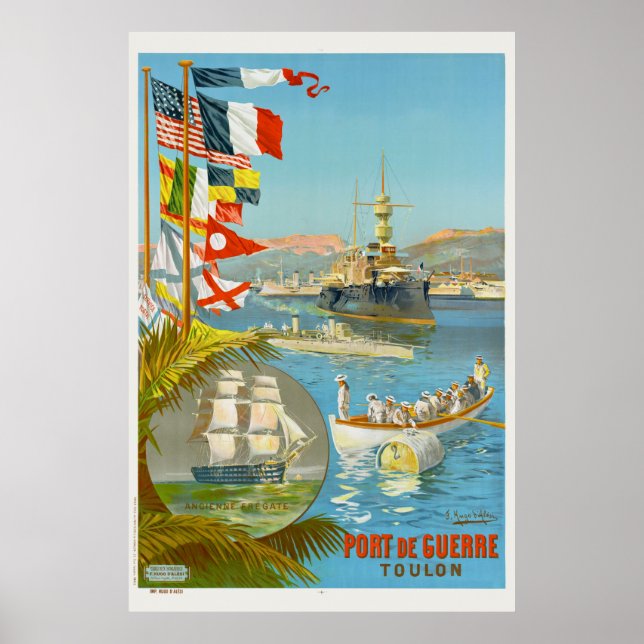 Port de Guerre. Toulon. Frankreich Vintage Poster  (Vorne)