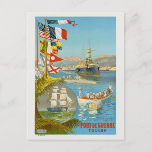 Port de Guerre. Toulon. Frankreich Vintage Poster  Postkarte