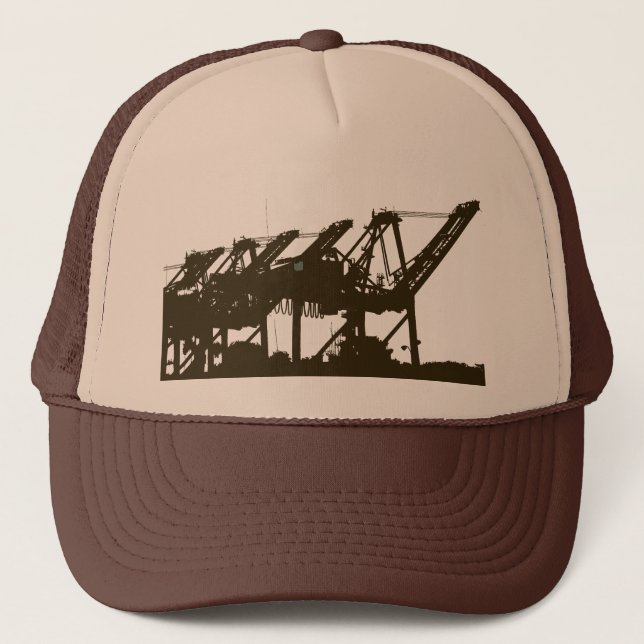 Port Harbror Cranes Brown Hat Truckerkappe (Vorderseite)