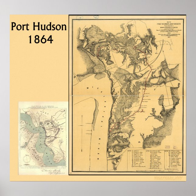 Port Hudson Maps Poster (Vorne)