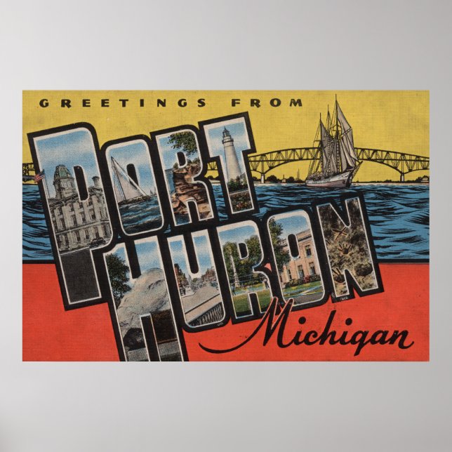 Port Huron, Michigan - Große Buchstabenszenen Poster (Vorne)