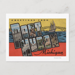 Port Huron, Michigan - Große Buchstabenszenen Postkarte